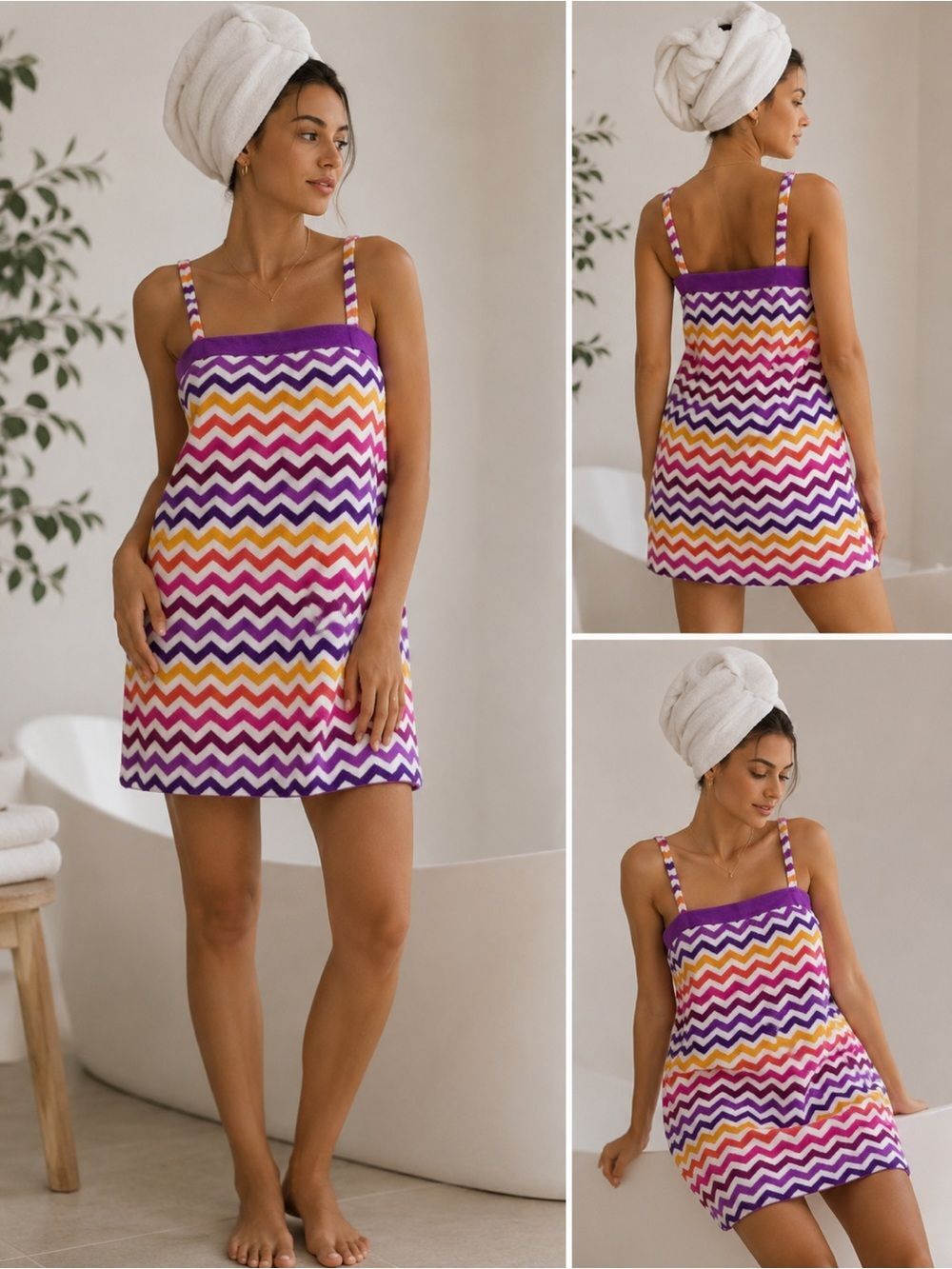 Multicolour Tunic Towel With Straps One Size
